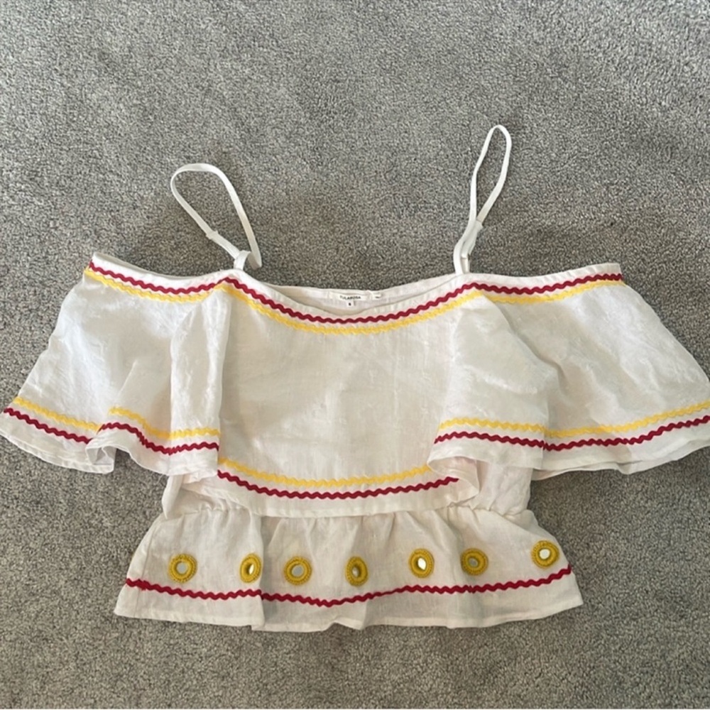 Tularosa Linen Ruffle Cropped Tank Vacation Resort Festival Piratecore Summer